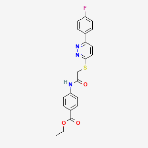 molecular formula C21H18FN3O3S B2928698 Ethyl 4-(2-((6-(4-fluorophenyl)pyridazin-3-yl)thio)acetamido)benzoate CAS No. 896047-91-9