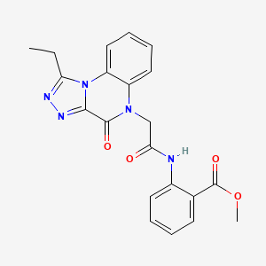 molecular formula C21H19N5O4 B2928720 methyl 2-(2-{1-ethyl-4-oxo-4H,5H-[1,2,4]triazolo[4,3-a]quinoxalin-5-yl}acetamido)benzoate CAS No. 1359065-94-3