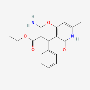 molecular formula C18H18N2O4 B2928747 ethyl 2-amino-7-methyl-5-oxo-4-phenyl-5,6-dihydro-4H-pyrano[3,2-c]pyridine-3-carboxylate CAS No. 193888-02-7
