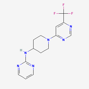 molecular formula C14H15F3N6 B2928755 N-{1-[6-(trifluoromethyl)pyrimidin-4-yl]piperidin-4-yl}pyrimidin-2-amine CAS No. 2034466-13-0