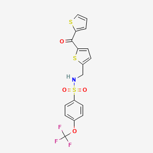 molecular formula C17H12F3NO4S3 B2928765 N-((5-(thiophene-2-carbonyl)thiophen-2-yl)methyl)-4-(trifluoromethoxy)benzenesulfonamide CAS No. 1448054-08-7