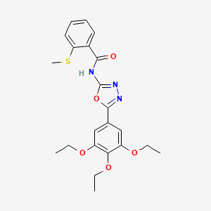 molecular formula C22H25N3O5S B2928803 2-(methylthio)-N-(5-(3,4,5-triethoxyphenyl)-1,3,4-oxadiazol-2-yl)benzamide CAS No. 896347-59-4