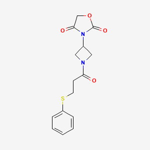 molecular formula C15H16N2O4S B2928820 3-(1-(3-(Phenylthio)propanoyl)azetidin-3-yl)oxazolidine-2,4-dione CAS No. 1904199-47-8