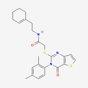 molecular formula C24H27N3O2S2 B2928841 N-[2-(cyclohex-1-en-1-yl)ethyl]-2-{[3-(2,4-dimethylphenyl)-4-oxo-3,4-dihydrothieno[3,2-d]pyrimidin-2-yl]sulfanyl}acetamide CAS No. 1261008-50-7