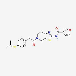 molecular formula C22H23N3O3S2 B2928850 N-(5-(2-(4-(isopropylthio)phenyl)acetyl)-4,5,6,7-tetrahydrothiazolo[5,4-c]pyridin-2-yl)furan-3-carboxamide CAS No. 1428350-53-1