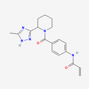 molecular formula C18H21N5O2 B2928883 N-{4-[2-(5-methyl-1H-1,2,4-triazol-3-yl)piperidine-1-carbonyl]phenyl}prop-2-enamide CAS No. 2361697-24-5