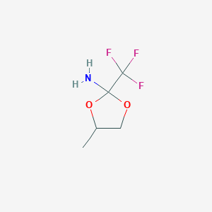 molecular formula C5H8F3NO2 B2928906 4-Methyl-2-(trifluoromethyl)-1,3-dioxolan-2-amine CAS No. 1955518-08-7