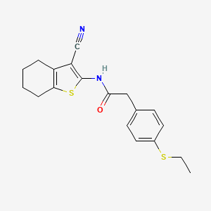 molecular formula C19H20N2OS2 B2928907 N-(3-cyano-4,5,6,7-tetrahydro-1-benzothiophen-2-yl)-2-[4-(ethylsulfanyl)phenyl]acetamide CAS No. 941883-27-8