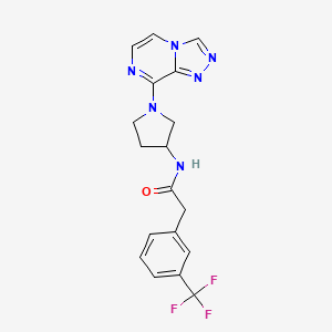 molecular formula C18H17F3N6O B2928922 N-(1-([1,2,4]triazolo[4,3-a]pyrazin-8-yl)pyrrolidin-3-yl)-2-(3-(trifluoromethyl)phenyl)acetamide CAS No. 2034296-16-5
