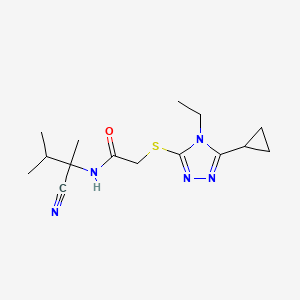 molecular formula C15H23N5OS B2928960 N-(2-cyano-3-methylbutan-2-yl)-2-[(5-cyclopropyl-4-ethyl-1,2,4-triazol-3-yl)sulfanyl]acetamide CAS No. 1324398-68-6