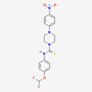molecular formula C18H18F2N4O3S B2928961 N-[4-(difluoromethoxy)phenyl]-4-(4-nitrophenyl)piperazine-1-carbothioamide CAS No. 398996-31-1