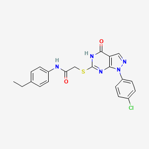 molecular formula C21H18ClN5O2S B2928974 2-((1-(4-chlorophenyl)-4-oxo-4,5-dihydro-1H-pyrazolo[3,4-d]pyrimidin-6-yl)thio)-N-(4-ethylphenyl)acetamide CAS No. 946365-86-2
