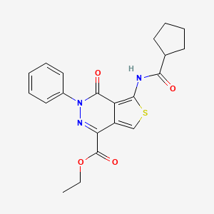 molecular formula C21H21N3O4S B2929025 ethyl 5-cyclopentaneamido-4-oxo-3-phenyl-3H,4H-thieno[3,4-d]pyridazine-1-carboxylate CAS No. 851946-80-0