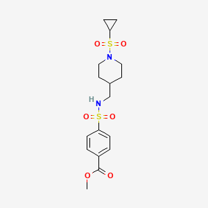 molecular formula C17H24N2O6S2 B2929026 methyl 4-({[1-(cyclopropanesulfonyl)piperidin-4-yl]methyl}sulfamoyl)benzoate CAS No. 1396683-43-4