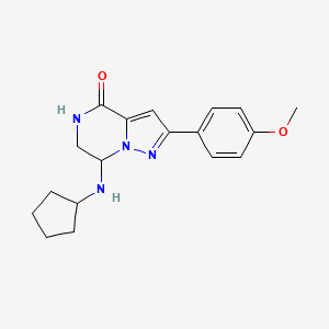 molecular formula C18H22N4O2 B2929029 7-(cyclopentylamino)-2-(4-methoxyphenyl)-6,7-dihydropyrazolo[1,5-a]pyrazin-4(5H)-one CAS No. 2108741-10-0