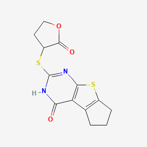 molecular formula C13H12N2O3S2 B2929031 2-((2-oxotetrahydrofuran-3-yl)thio)-6,7-dihydro-3H-cyclopenta[4,5]thieno[2,3-d]pyrimidin-4(5H)-one CAS No. 488797-10-0