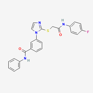 molecular formula C24H19FN4O2S B2929068 3-[2-({[(4-fluorophenyl)carbamoyl]methyl}sulfanyl)-1H-imidazol-1-yl]-N-phenylbenzamide CAS No. 1115336-41-8