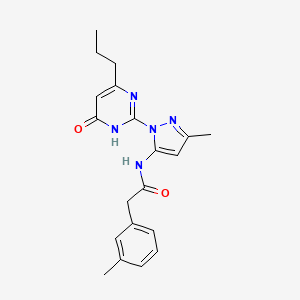 molecular formula C20H23N5O2 B2929074 N-(3-methyl-1-(6-oxo-4-propyl-1,6-dihydropyrimidin-2-yl)-1H-pyrazol-5-yl)-2-(m-tolyl)acetamide CAS No. 1002932-93-5