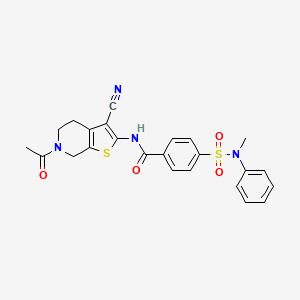 molecular formula C24H22N4O4S2 B2929075 N-(6-acetyl-3-cyano-4,5,6,7-tetrahydrothieno[2,3-c]pyridin-2-yl)-4-(N-methyl-N-phenylsulfamoyl)benzamide CAS No. 681435-93-8