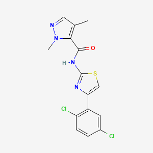 molecular formula C15H12Cl2N4OS B2929081 N-(4-(2,5-dichlorophenyl)thiazol-2-yl)-1,4-dimethyl-1H-pyrazole-5-carboxamide CAS No. 1206995-69-8