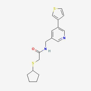2-(cyclopentylthio)-N-((5-(thiophen-3-yl)pyridin-3-yl)methyl)acetamide