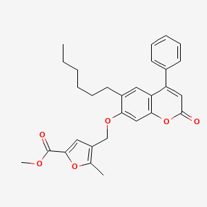 Methyl 4-[(6-hexyl-2-oxo-4-phenylchromen-7-yl)oxymethyl]-5-methylfuran-2-carboxylate