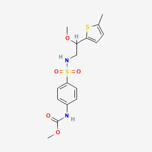 molecular formula C16H20N2O5S2 B2929118 methyl (4-(N-(2-methoxy-2-(5-methylthiophen-2-yl)ethyl)sulfamoyl)phenyl)carbamate CAS No. 1797182-85-4
