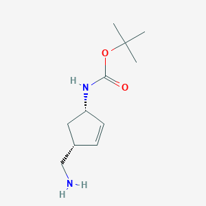 molecular formula C11H20N2O2 B2929134 Tert-butyl N-[(1S,4R)-4-(aminomethyl)cyclopent-2-en-1-yl]carbamate CAS No. 2402789-13-1