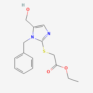 molecular formula C15H18N2O3S B2929147 ethyl 2-{[1-benzyl-5-(hydroxymethyl)-1H-imidazol-2-yl]sulfanyl}acetate CAS No. 478031-86-6