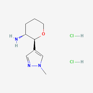molecular formula C9H17Cl2N3O B2929170 (2S,3R)-2-(1-Methylpyrazol-4-yl)oxan-3-amine;dihydrochloride CAS No. 1807938-06-2