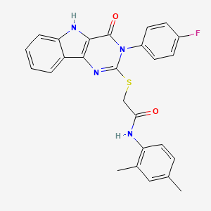 molecular formula C26H21FN4O2S B2929199 N-(2,4-dimethylphenyl)-2-{[3-(4-fluorophenyl)-4-oxo-3H,4H,5H-pyrimido[5,4-b]indol-2-yl]sulfanyl}acetamide CAS No. 536711-02-1
