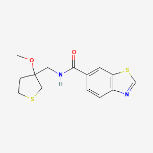 molecular formula C14H16N2O2S2 B2929200 N-[(3-methoxythiolan-3-yl)methyl]-1,3-benzothiazole-6-carboxamide CAS No. 1797310-00-9