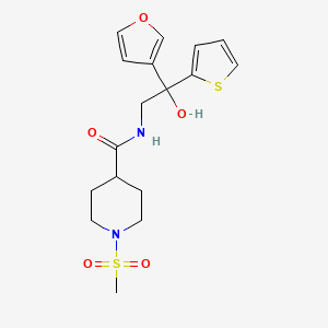 molecular formula C17H22N2O5S2 B2929210 N-(2-(furan-3-yl)-2-hydroxy-2-(thiophen-2-yl)ethyl)-1-(methylsulfonyl)piperidine-4-carboxamide CAS No. 2034239-13-7