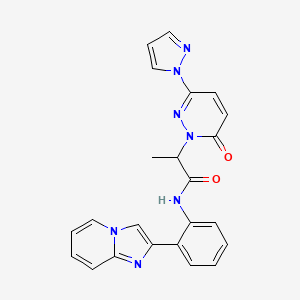molecular formula C23H19N7O2 B2929216 N-(2-{imidazo[1,2-a]pyridin-2-yl}phenyl)-2-[6-oxo-3-(1H-pyrazol-1-yl)-1,6-dihydropyridazin-1-yl]propanamide CAS No. 1795296-80-8