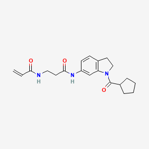 molecular formula C20H25N3O3 B2929231 N-[1-(Cyclopentanecarbonyl)-2,3-dihydroindol-6-yl]-3-(prop-2-enoylamino)propanamide CAS No. 2361686-52-2