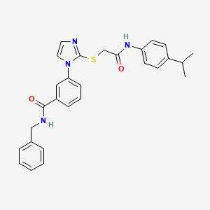 molecular formula C28H28N4O2S B2929243 N-benzyl-3-{2-[({[4-(propan-2-yl)phenyl]carbamoyl}methyl)sulfanyl]-1H-imidazol-1-yl}benzamide CAS No. 1115439-85-4