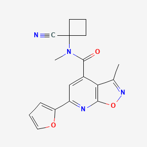 molecular formula C18H16N4O3 B2929255 N-(1-cyanocyclobutyl)-6-(furan-2-yl)-N,3-dimethyl-[1,2]oxazolo[5,4-b]pyridine-4-carboxamide CAS No. 1444112-51-9