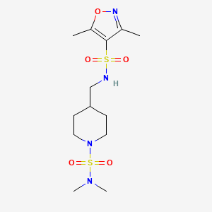 molecular formula C13H24N4O5S2 B2929261 4-[(3,5-dimethyl-1,2-oxazole-4-sulfonamido)methyl]-N,N-dimethylpiperidine-1-sulfonamide CAS No. 2034422-32-5