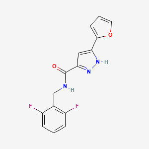 molecular formula C15H11F2N3O2 B2929287 N-[(2,6-difluorophenyl)methyl]-5-(furan-2-yl)-1H-pyrazole-3-carboxamide CAS No. 1239069-65-8