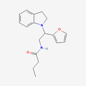 molecular formula C18H22N2O2 B2929293 N-(2-(furan-2-yl)-2-(indolin-1-yl)ethyl)butyramide CAS No. 898432-45-6