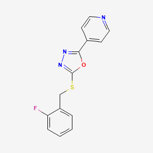 molecular formula C14H10FN3OS B2929316 2-((2-Fluorobenzyl)thio)-5-(pyridin-4-yl)-1,3,4-oxadiazole CAS No. 899752-18-2