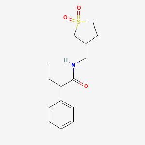 molecular formula C15H21NO3S B2929328 N-[(1,1-dioxo-1lambda6-thiolan-3-yl)methyl]-2-phenylbutanamide CAS No. 1234912-41-4