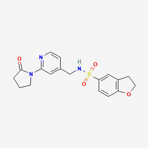 molecular formula C18H19N3O4S B2929378 N-((2-(2-oxopyrrolidin-1-yl)pyridin-4-yl)methyl)-2,3-dihydrobenzofuran-5-sulfonamide CAS No. 2034339-96-1