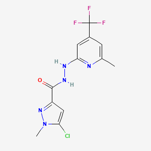 molecular formula C12H11ClF3N5O B2929387 N'3-[6-methyl-4-(trifluoromethyl)-2-pyridyl]-5-chloro-1-methyl-1H-pyrazole-3-carbohydrazide CAS No. 648408-74-6
