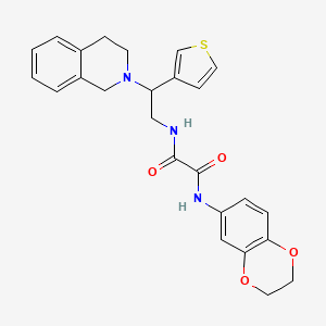 molecular formula C25H25N3O4S B2929391 N'-(2,3-dihydro-1,4-benzodioxin-6-yl)-N-[2-(1,2,3,4-tetrahydroisoquinolin-2-yl)-2-(thiophen-3-yl)ethyl]ethanediamide CAS No. 954696-81-2