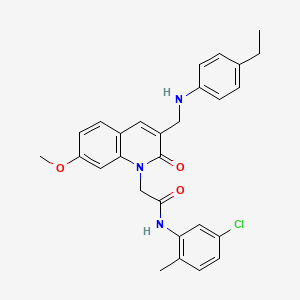 molecular formula C28H28ClN3O3 B2929394 N-(5-chloro-2-methylphenyl)-2-(3-{[(4-ethylphenyl)amino]methyl}-7-methoxy-2-oxo-1,2-dihydroquinolin-1-yl)acetamide CAS No. 893789-89-4