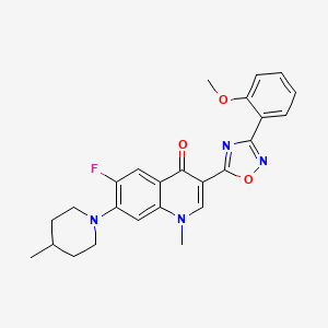 molecular formula C25H25FN4O3 B2929406 6-fluoro-3-[3-(2-methoxyphenyl)-1,2,4-oxadiazol-5-yl]-1-methyl-7-(4-methylpiperidin-1-yl)-1,4-dihydroquinolin-4-one CAS No. 1110984-87-6
