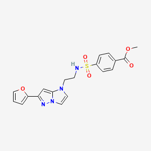 molecular formula C19H18N4O5S B2929446 methyl 4-({2-[6-(furan-2-yl)-1H-pyrazolo[1,5-a]imidazol-1-yl]ethyl}sulfamoyl)benzoate CAS No. 1795475-82-9