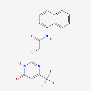 molecular formula C17H12F3N3O2S B2929455 N-(naphthalen-1-yl)-2-((6-oxo-4-(trifluoromethyl)-1,6-dihydropyrimidin-2-yl)thio)acetamide CAS No. 899990-73-9