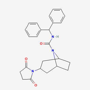 molecular formula C25H27N3O3 B2929465 (1R,5S)-N-二苯甲基-3-(2,5-二氧代吡咯烷-1-基)-8-氮杂双环[3.2.1]辛烷-8-甲酰胺 CAS No. 1903266-22-7